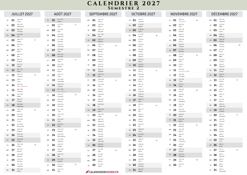 Aperçu calendrier annuel 2027 avec phases de lune France