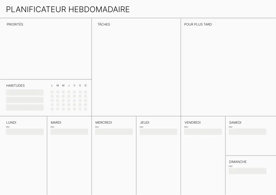 Planning hebdomadaire à imprimer, format A4